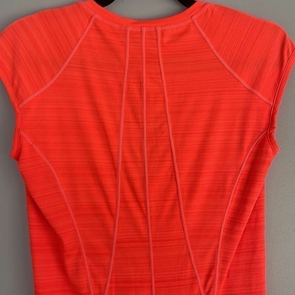 𝅺athleta Short Sleeve Half Zip Orange Running Workout Top Size Small - Picture 9 of 13